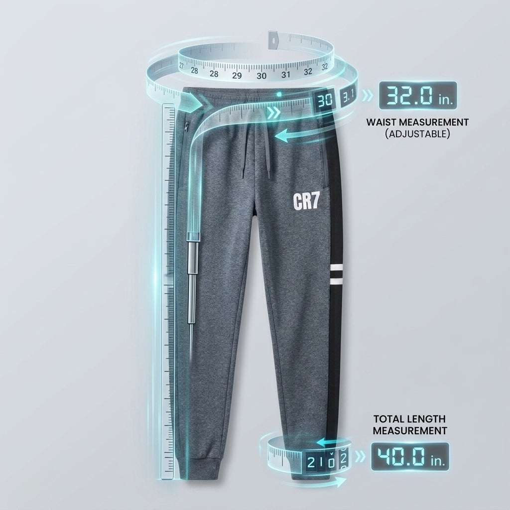 CR7 Men's Modern Terry Zipper Track Pants – Adjustable Waist 28-34