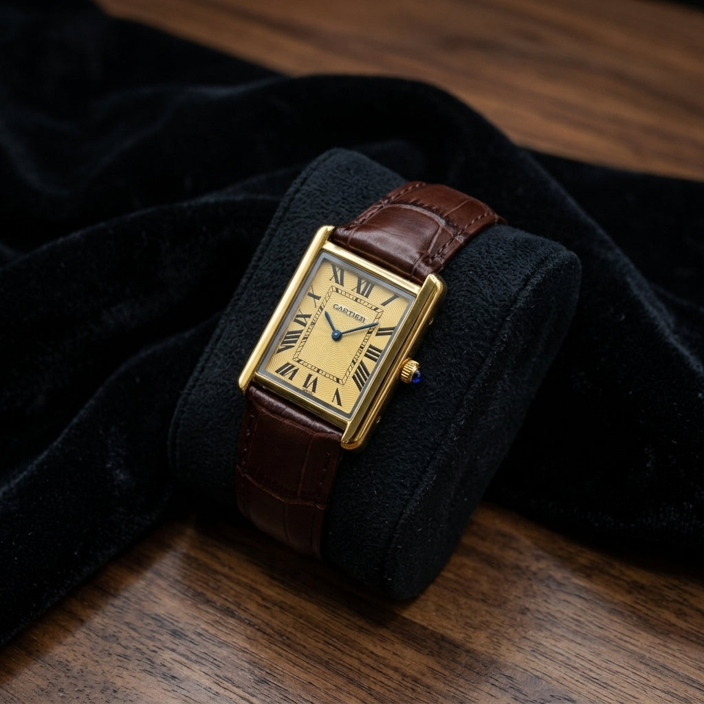 Cartier Style Rectangular Analog Watch