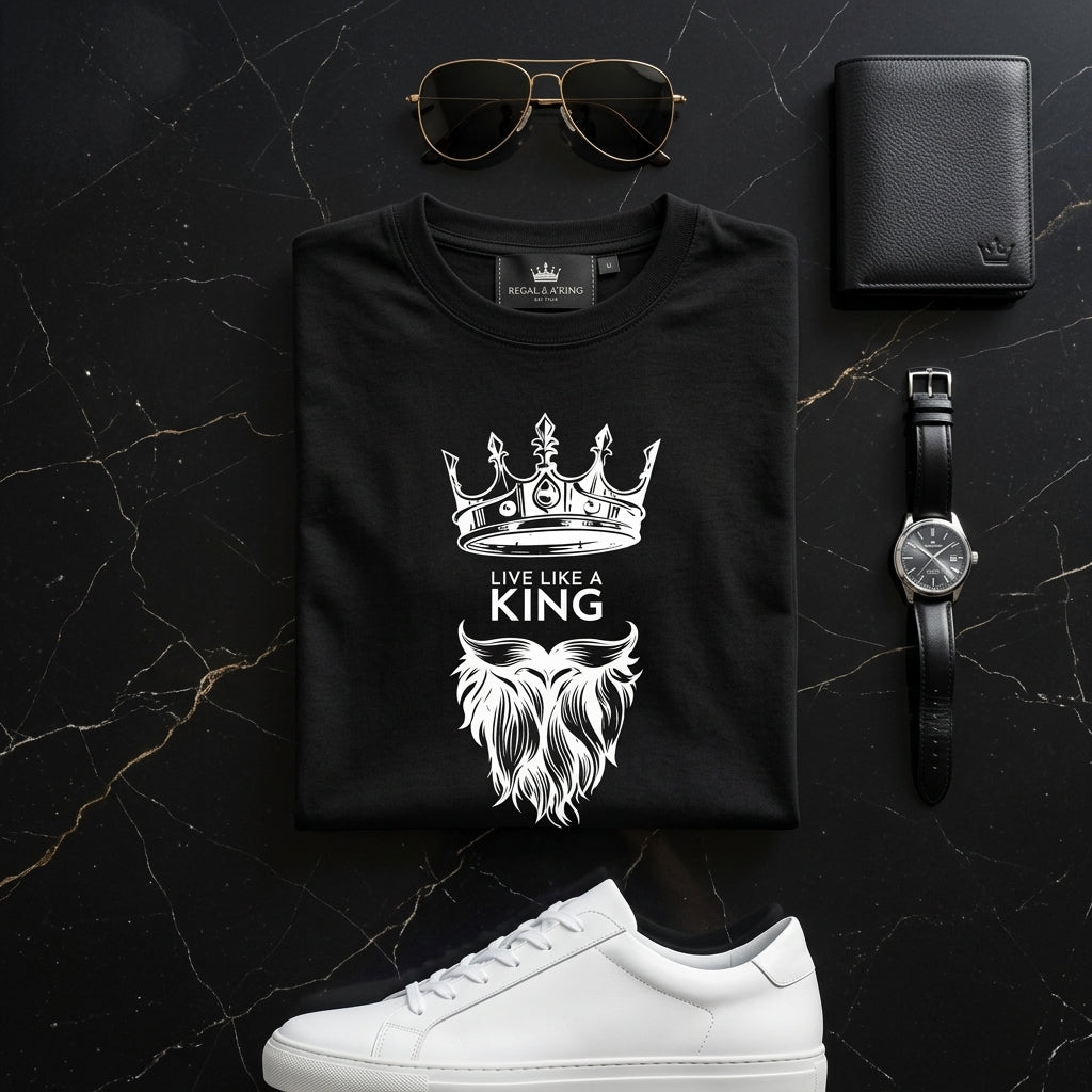 Men's Black Cotton Printed T-Shirt