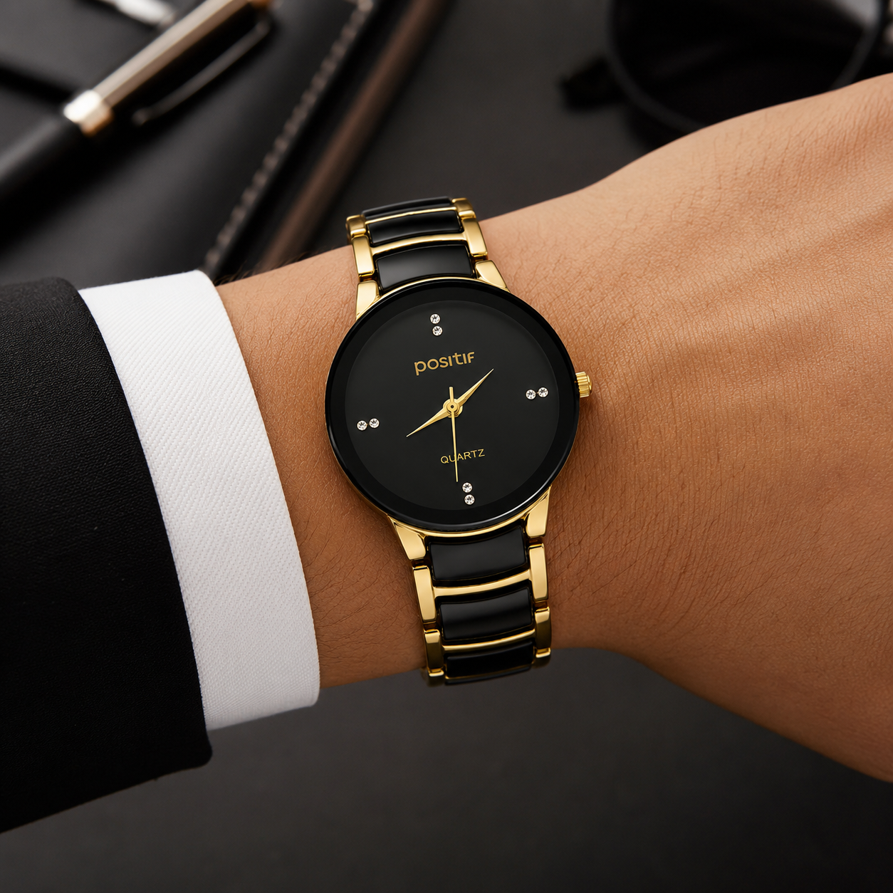 Luxury Men's Black Gold Quartz Watch