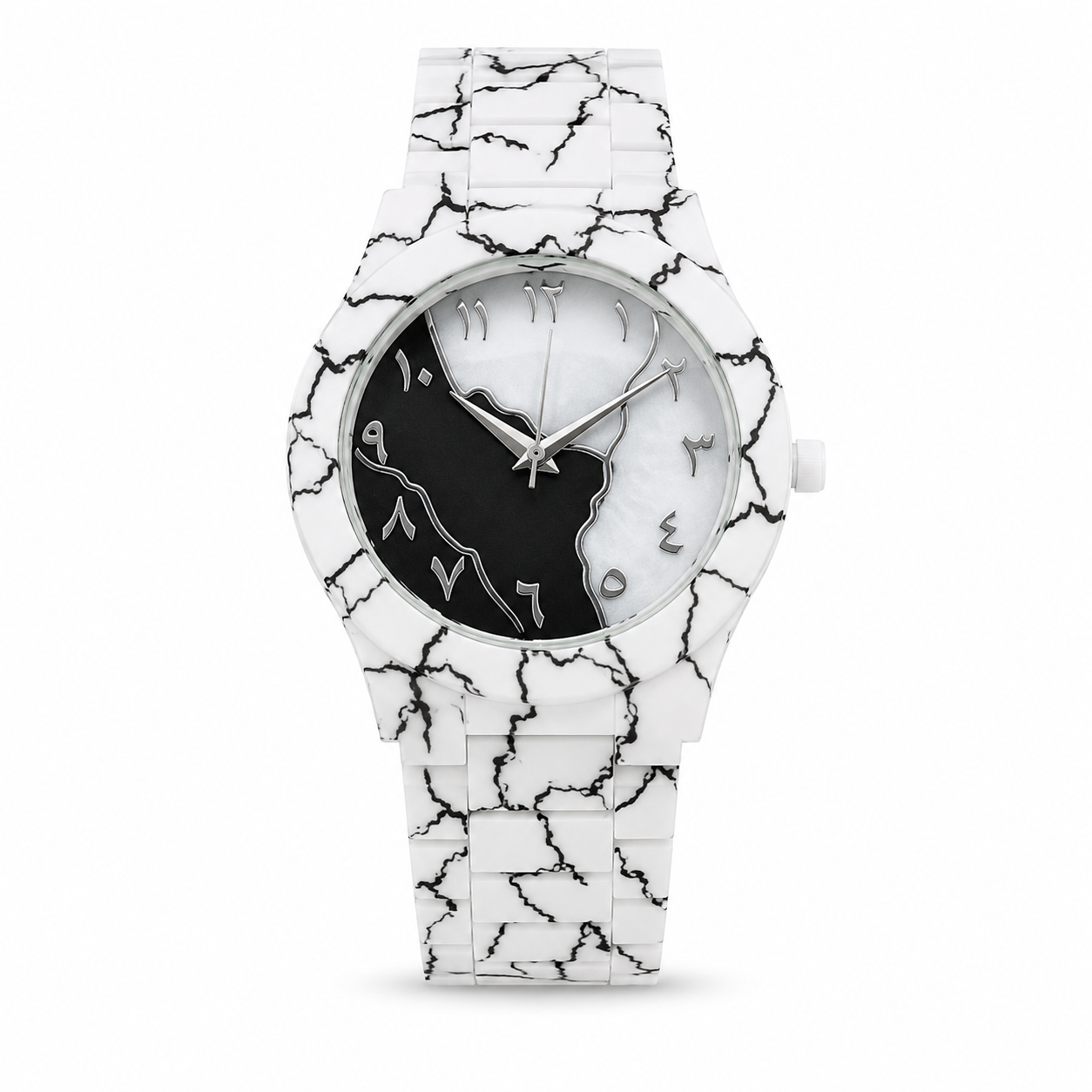 New Arrival Arabic Aura White Marble Edition Quartz Watch for Men & Women | Premium Analog Wrist Watch with Arabic Dial & Marble Strap