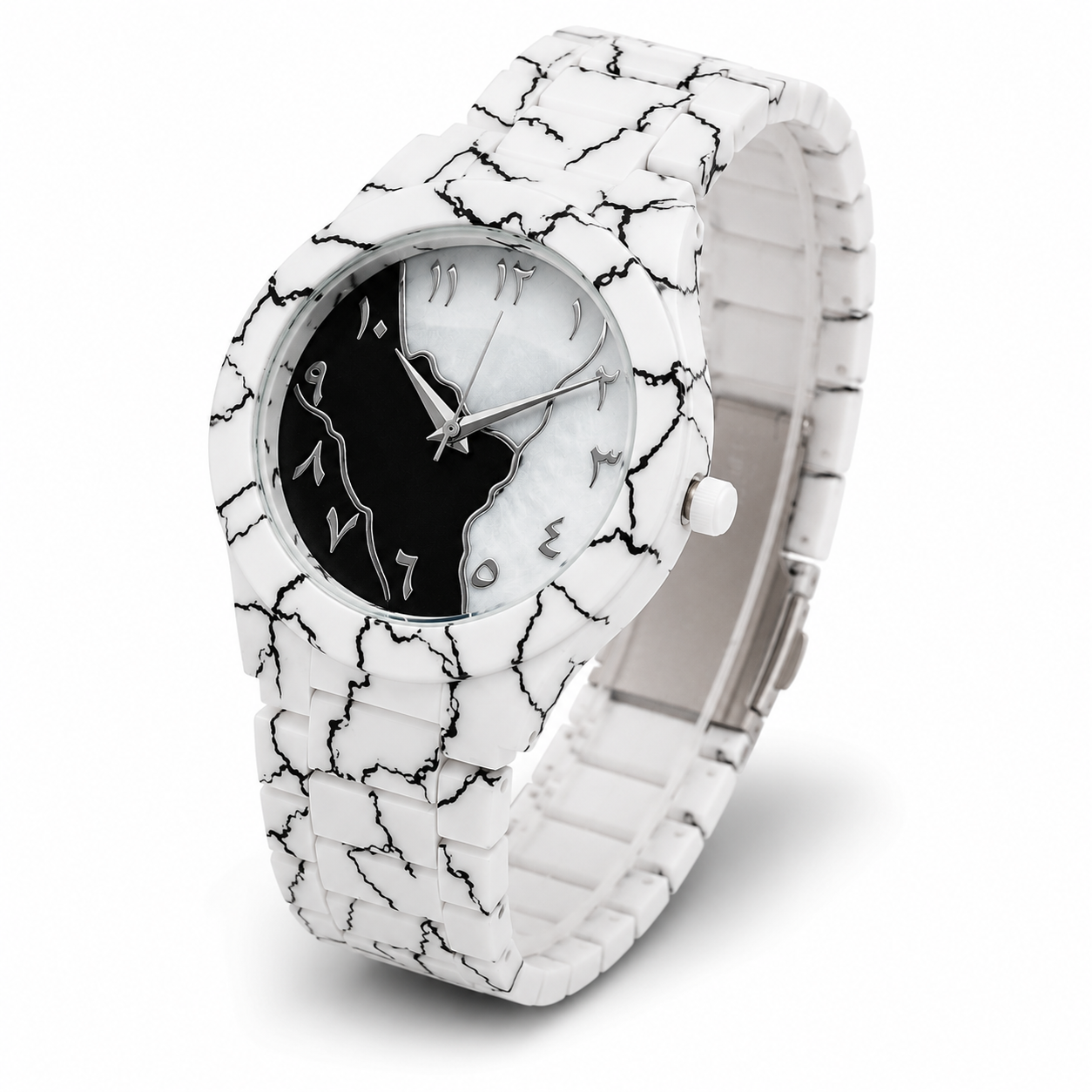 New Arrival Arabic Aura White Marble Edition Quartz Watch for Men & Women | Premium Analog Wrist Watch with Arabic Dial & Marble Strap