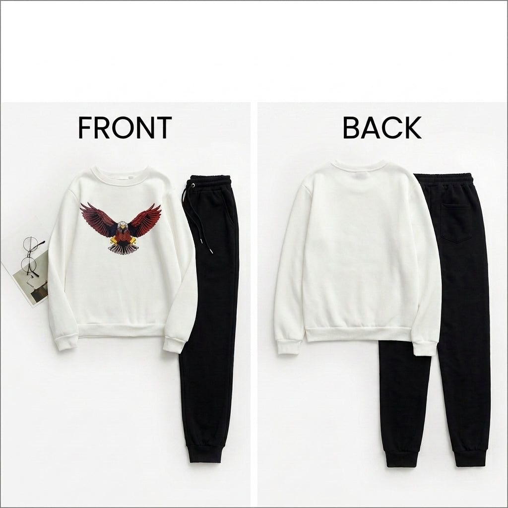 Men's Eagle Print Track Suit White & Black style