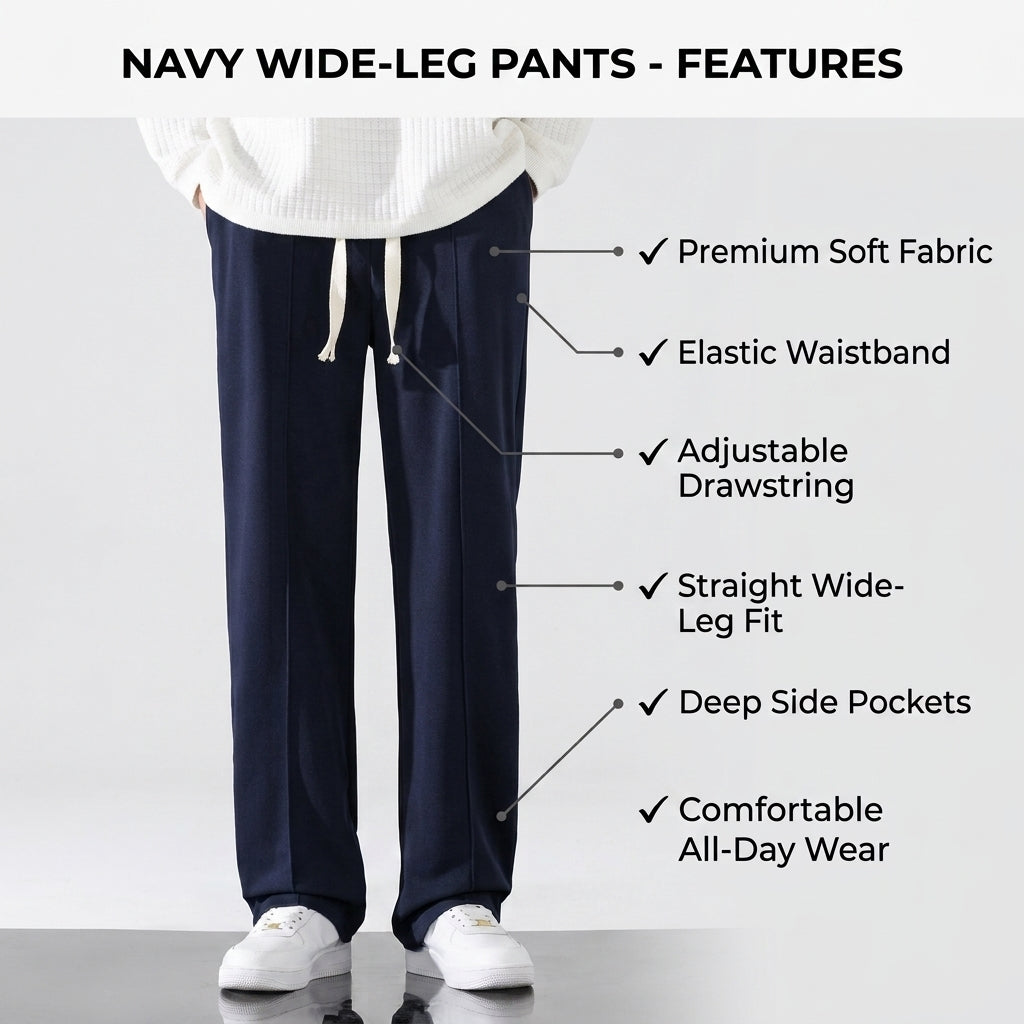 Men's premium Navy Blue Dri Fit Drawstring Track Pants