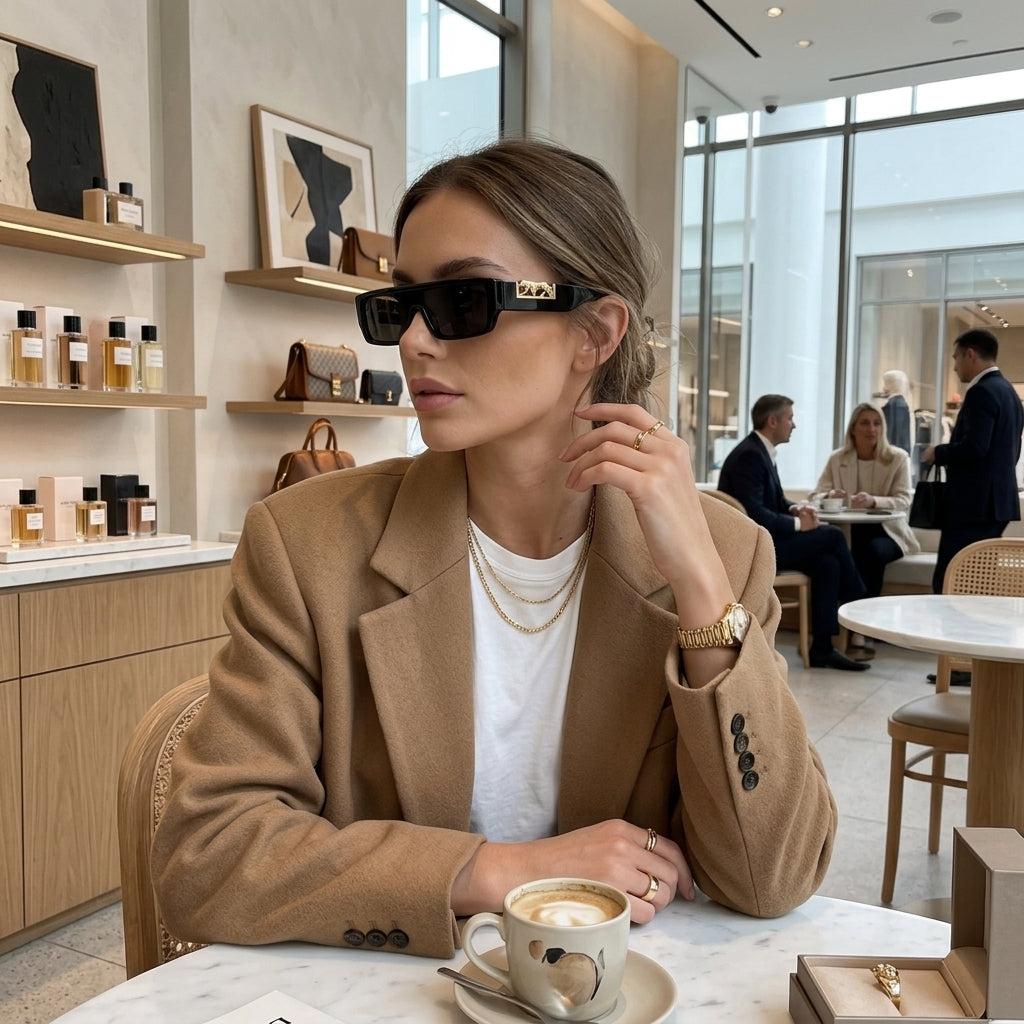 Premium Unisex Black Rectangular UV400 Sunglasses with  Leopard Detail
