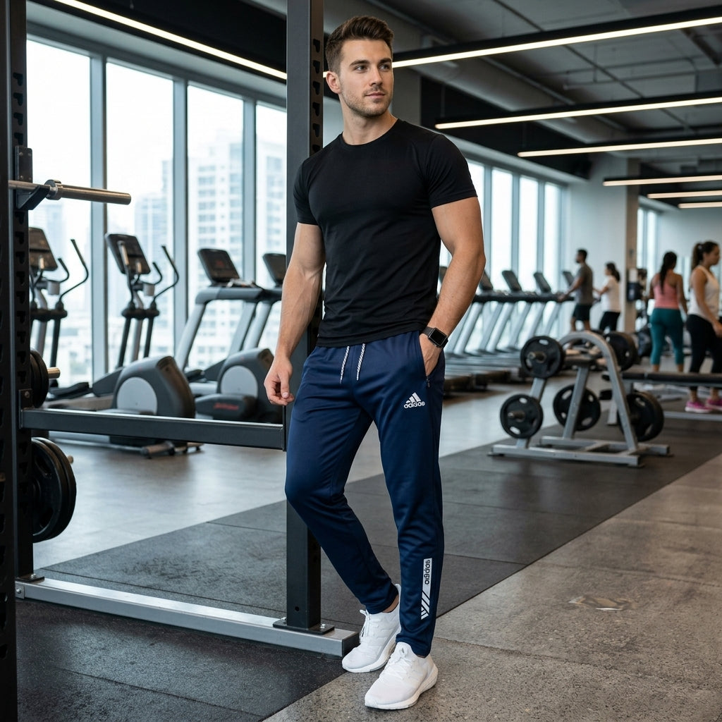 Men's Micro Polyester Embroidered Sports Trouser