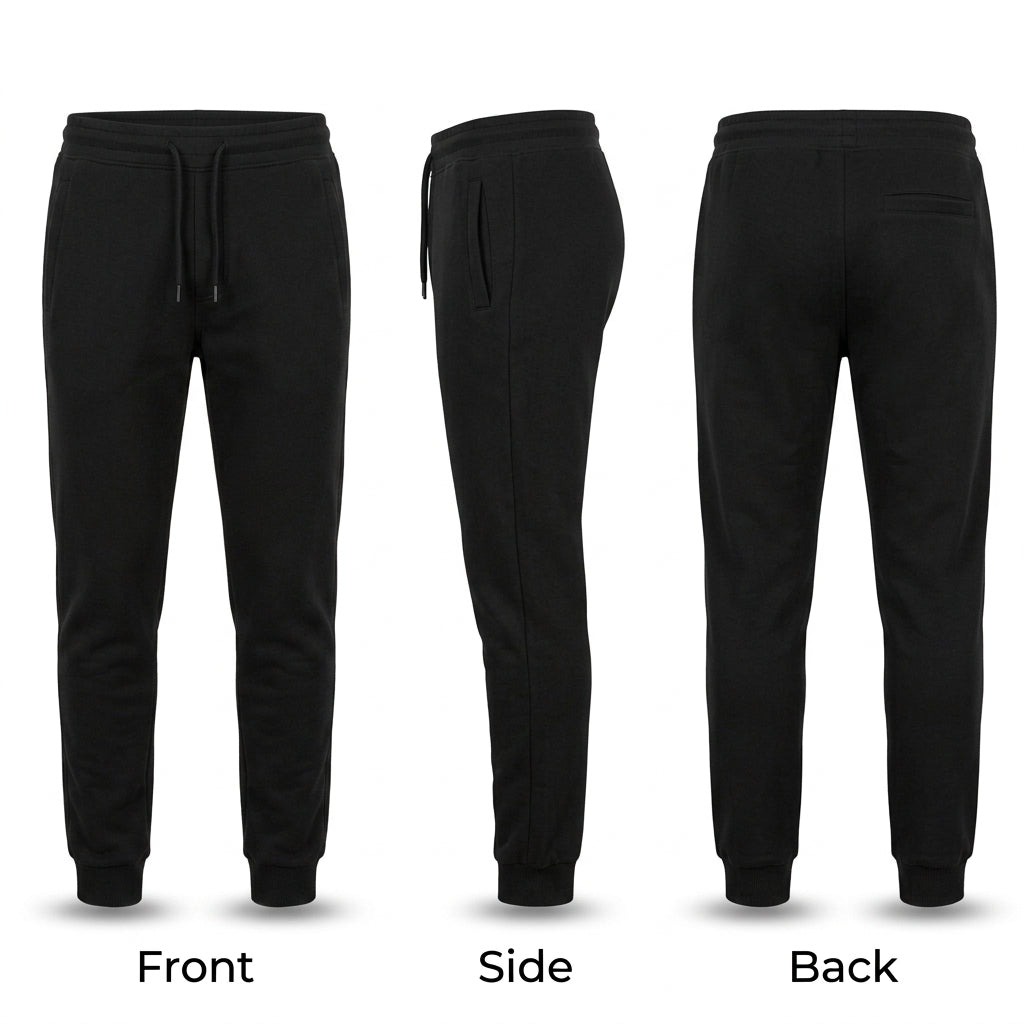 Men's Luxury Black Jogger Trousers with Double Side Zipper Pockets