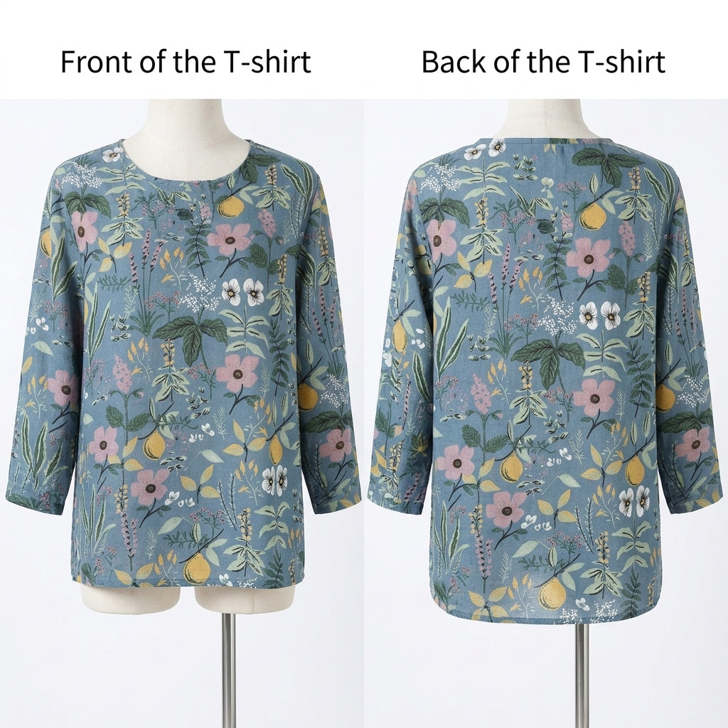 Plus Size Floral Printed Long Sleeve Women's Shirt