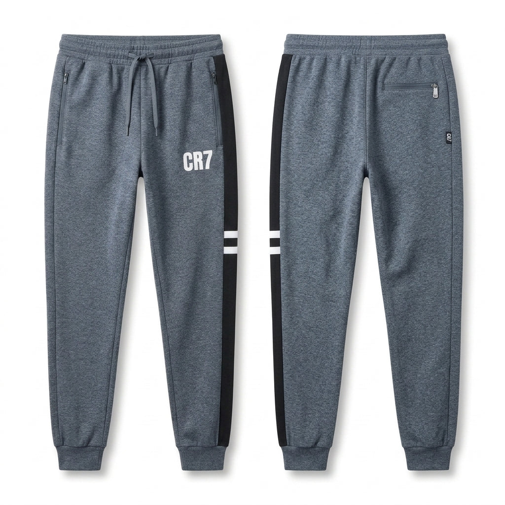 CR7 Men's Modern Terry Zipper Track Pants – Adjustable Waist 28-34