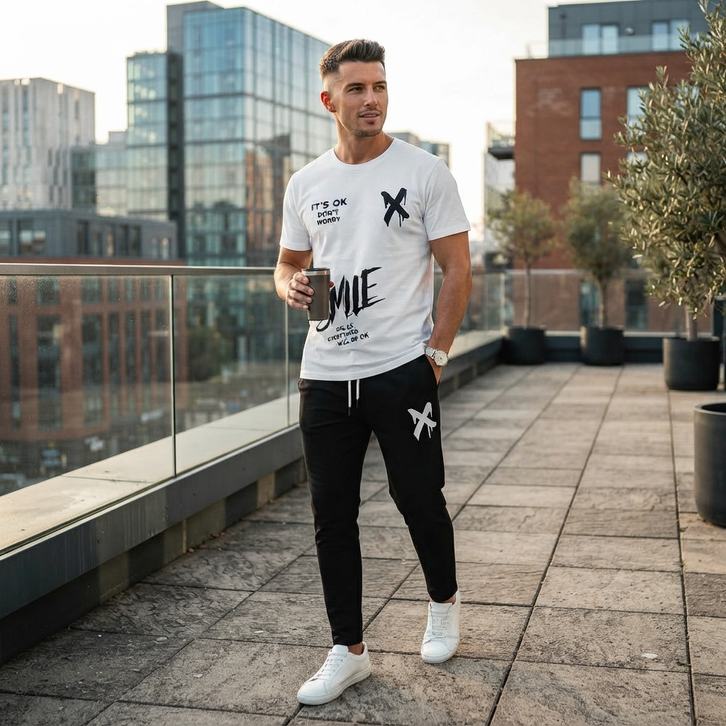 2 Pcs Men's Dri Fit Printed Track Suit