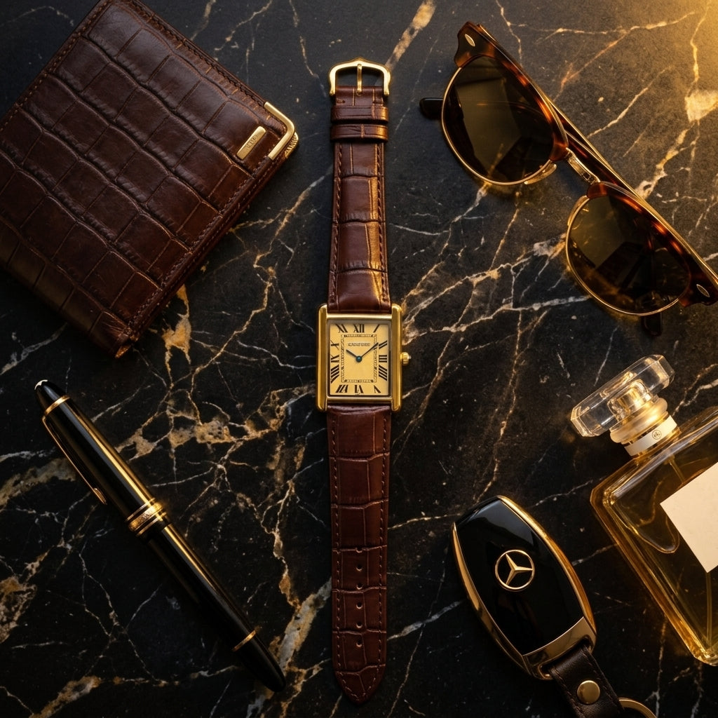 Cartier Style Rectangular Analog Watch