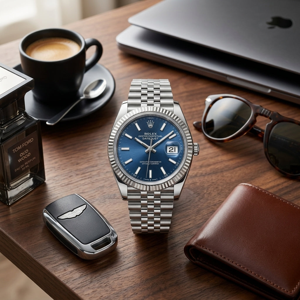 Luxury Stainless Steel Men's Analog Watch with Date Display & Luminous Hands