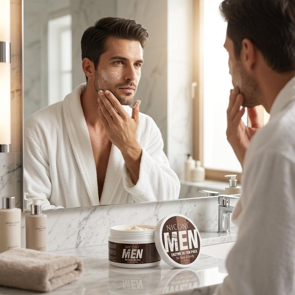 NICONI MEN Enzyme De-Tan Pack 300g – Face & Body Tan Removal Cream