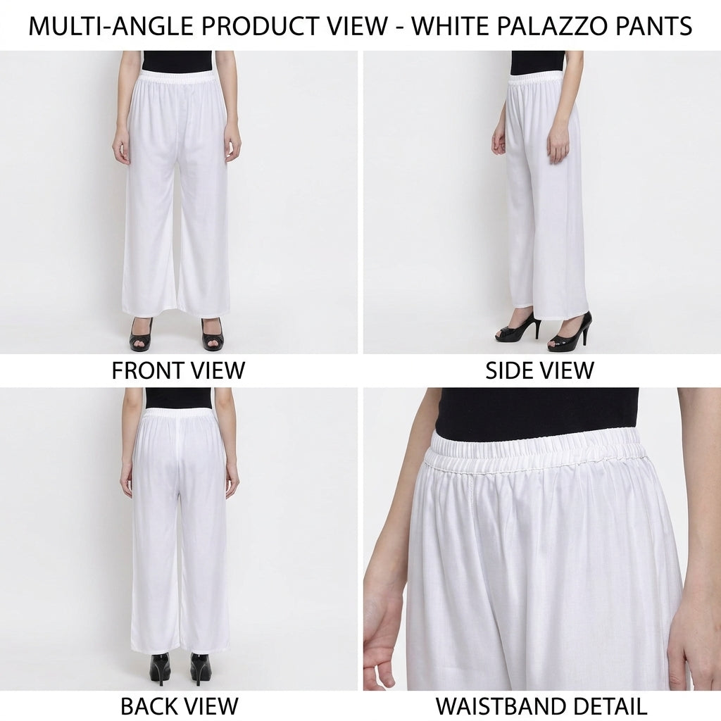Women's  premium White Wide Leg Palazzo Pants