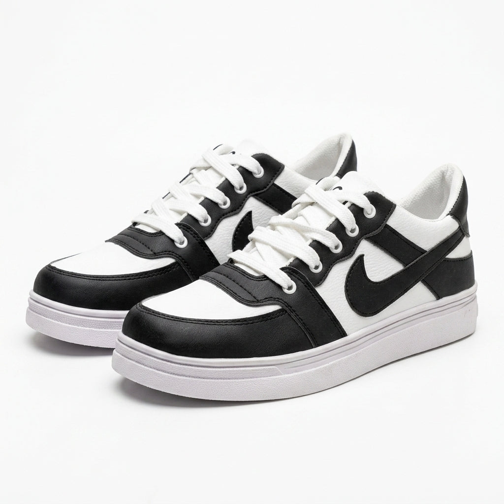 Men's Black Rexine Casual Sneakers