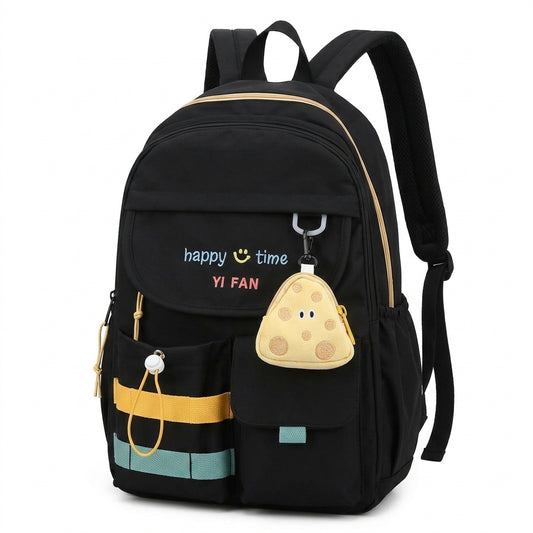 Stylish Black Backpack with Detachable Mouse Coin Purse