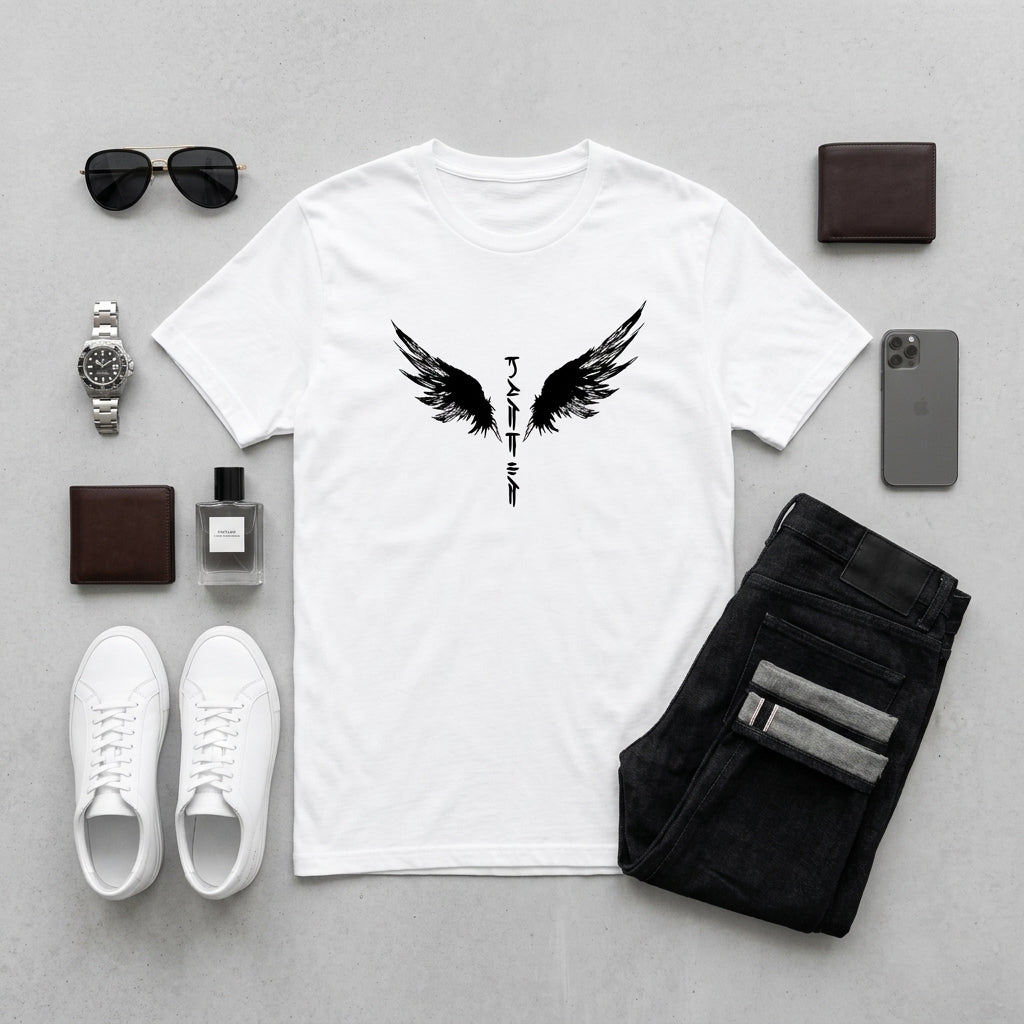 Men's White Printed Wings Dri Fit T-Shirt