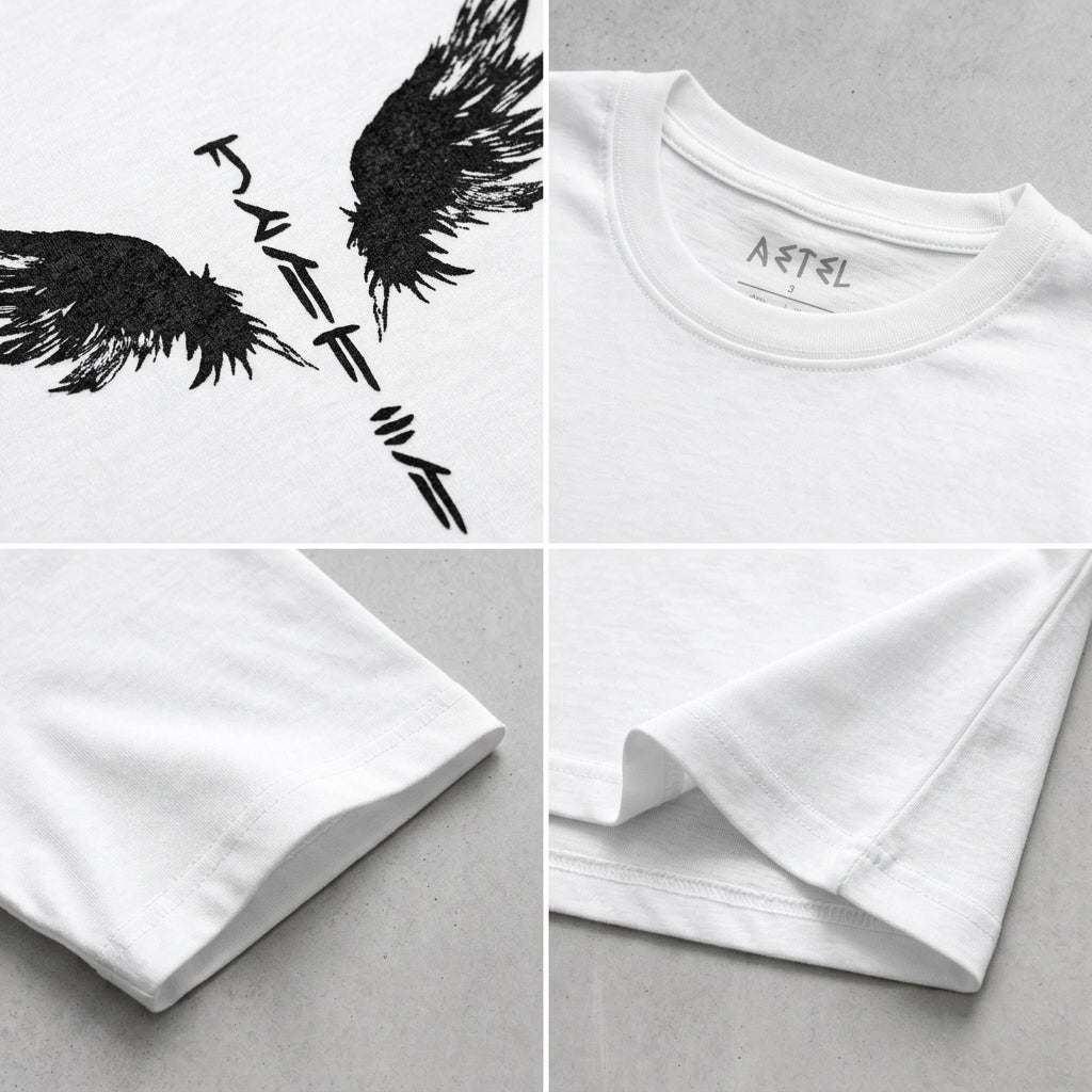 Men's White Printed Wings Dri Fit T-Shirt
