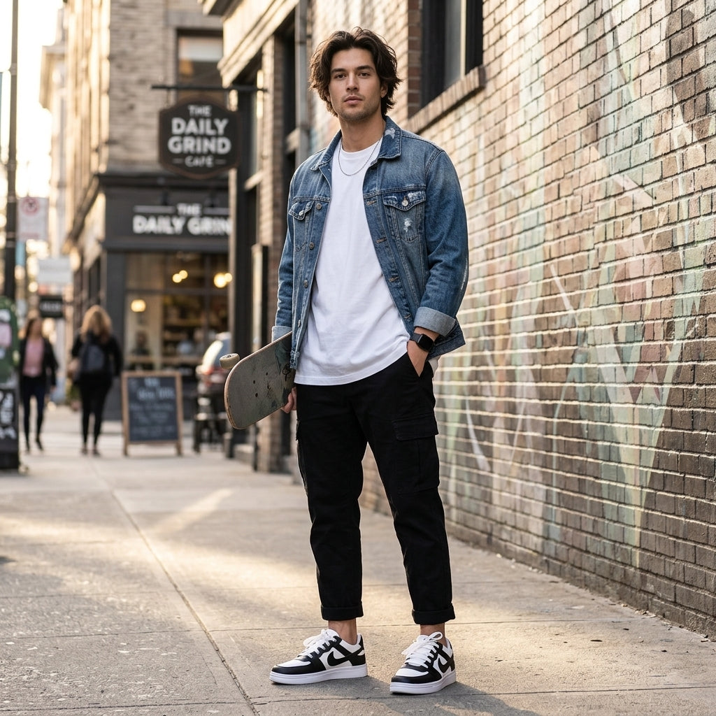 Men's Black Rexine Casual Sneakers