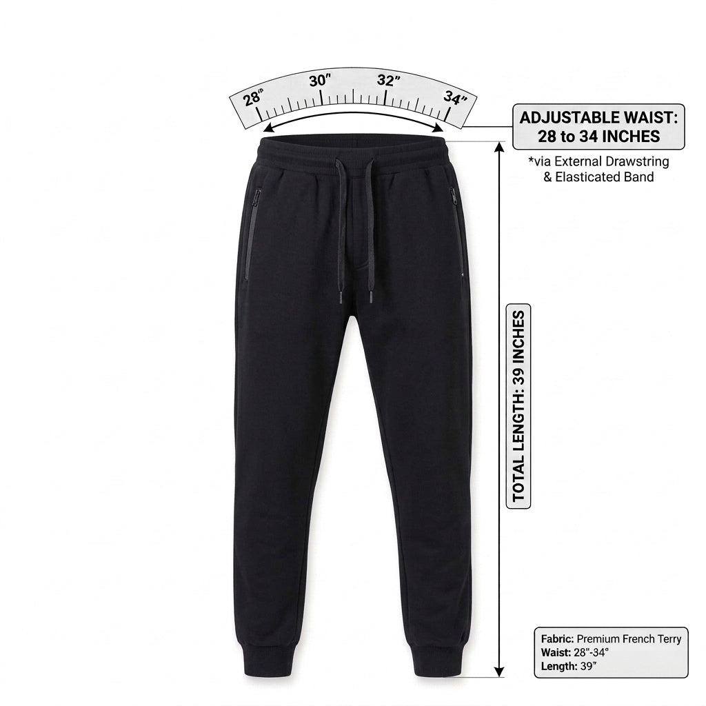 Men's Luxury Black Jogger Trousers with Double Side Zipper Pockets