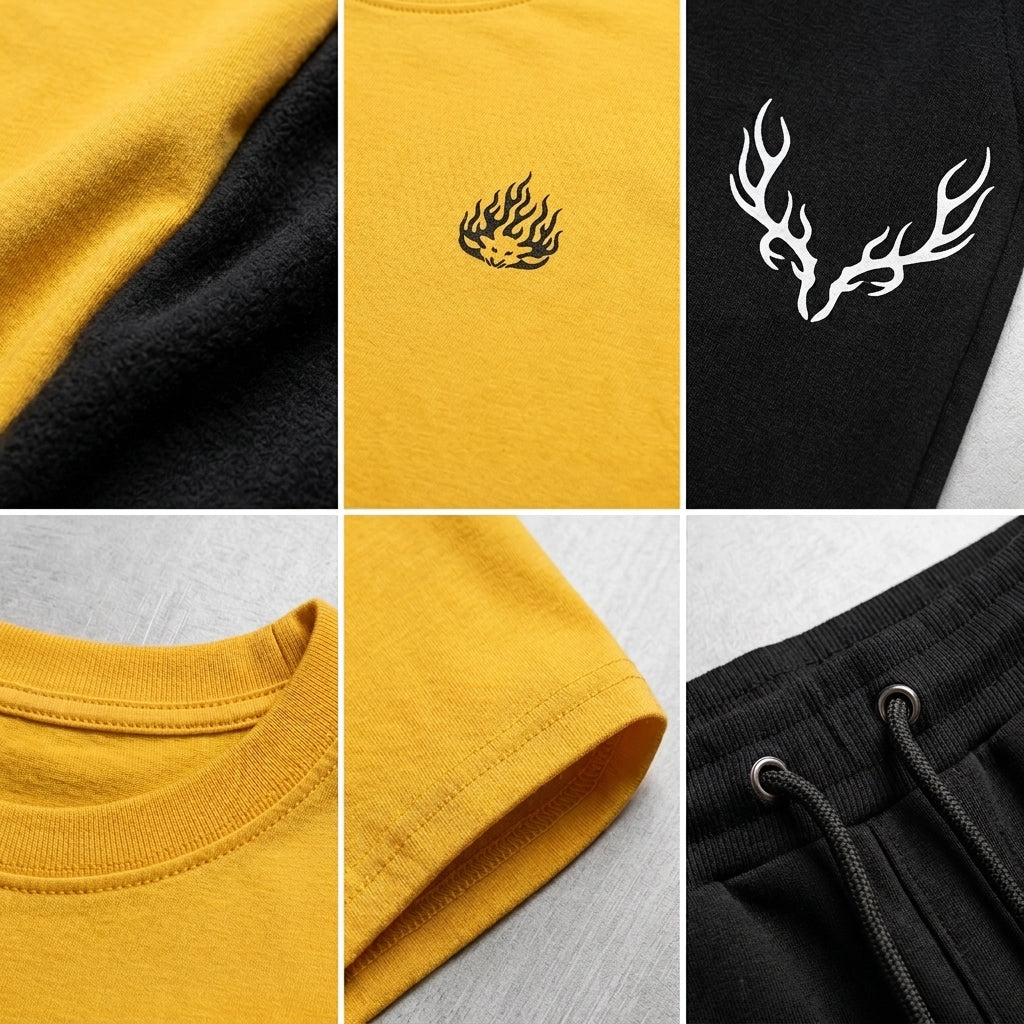 Men Printed Yellow Flame Track Suit