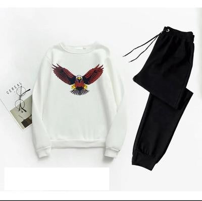 Men's Eagle Print Track Suit White & Black style