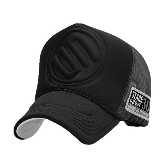 Men & Women Black Mesh Baseball Cap with Logo Patch