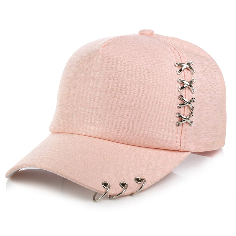 Black Metal Cross Hoop Baseball Cap for Men & Women