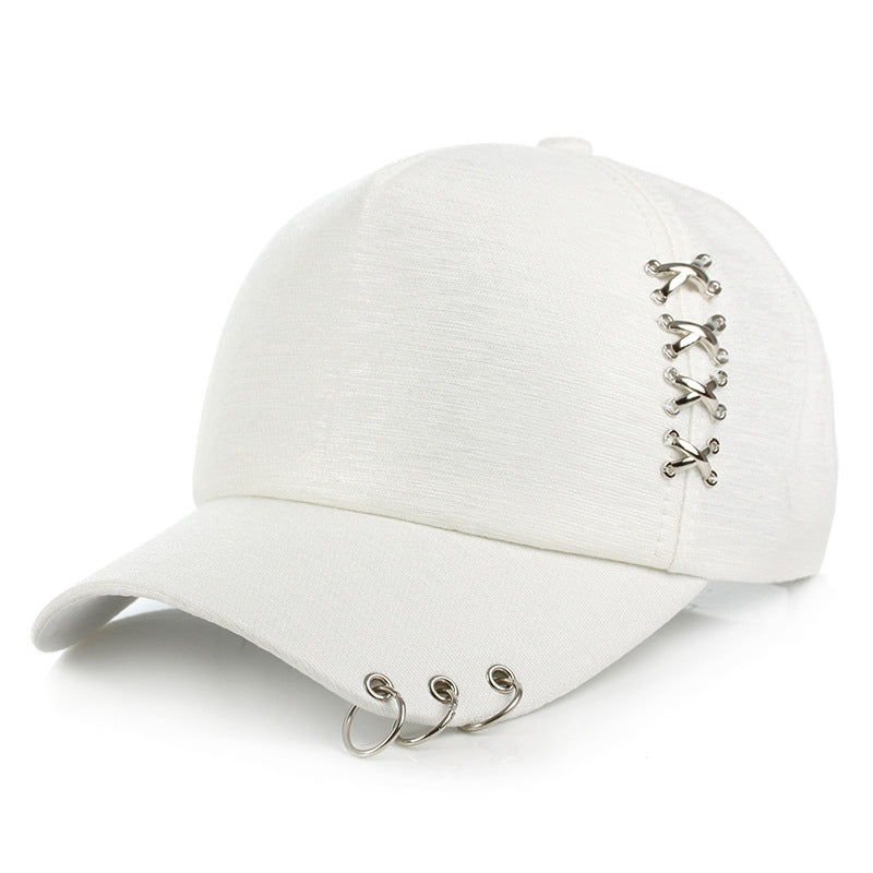 Black Metal Cross Hoop Baseball Cap for Men & Women