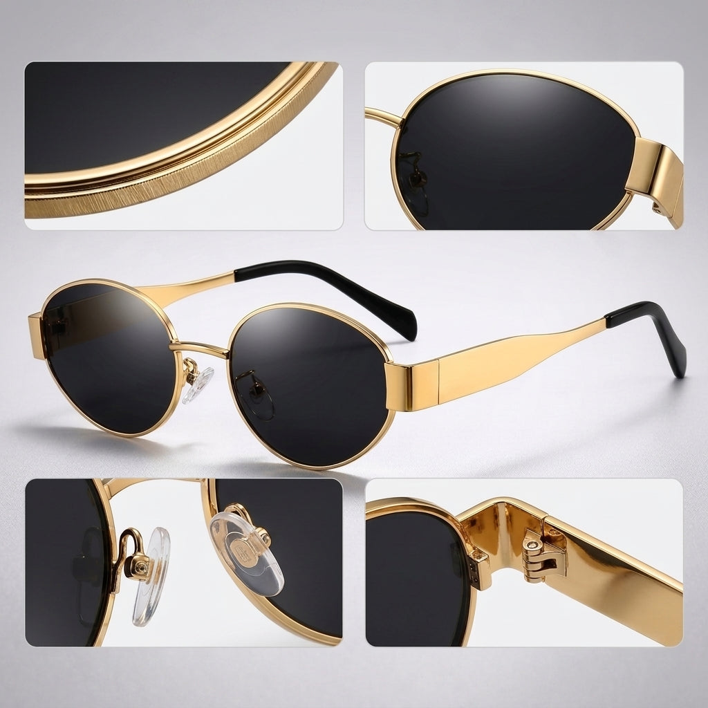 Retro premium Oval Metal Frame Sunglasses for Men & Women